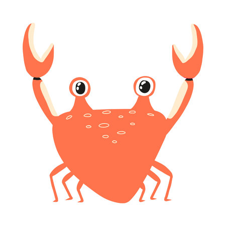 Childrens illustration of crab isolated on white background. Hand-drawn crab in cartoon style.のイラスト素材