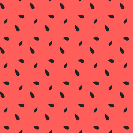 Vector seamless pattern of watermelon. Pattern with red watermelon and seeds.