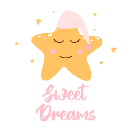 Vector illustration of a cute star. Kids poster with a star. Hand-drawn illustration of a small star for the nursery.のイラスト素材