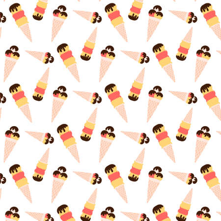 Seamless pattern with ice cream.Pattern with ice cream cones. Vector illustration in cartoon style.のイラスト素材