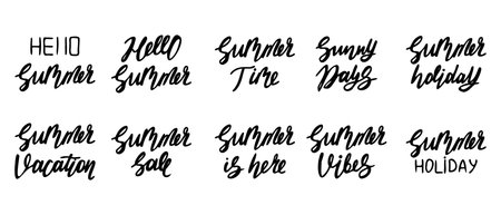 Vector illustration of summer lettering. Hello summer.のイラスト素材