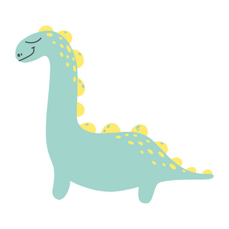 Children's cartoon dinosaur on a white background. Vector illustration. Dino in doodle style.のイラスト素材