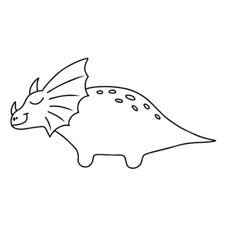 Dinosaur in doodle style. Vector illustration. Cute hand drawn dino. Children's coloring book.のイラスト素材