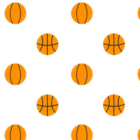 Pattern with a basketball. Hand-drawn seamless basketball pattern. Vector illustration.のイラスト素材