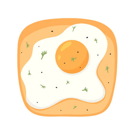 Fried Egg Sandwich. Egg toast. Vector illustration in cartoon style. healthy breakfastのイラスト素材