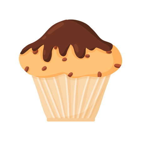 Delicious beautiful cupcake with raisins and chocolate. homemade muffin. Appetizing dessert for...