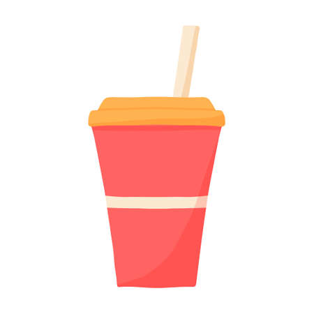Red cup with drink.Vector illustration in cartoon style.のイラスト素材