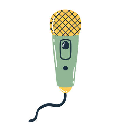 Microphone. Hand-drawn microphone.Vector illustration. Microphone for podcast.のイラスト素材