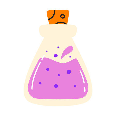 A jar of potion or poison. Magic potion. Vector illustration. Drawn style.