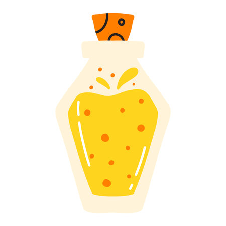 A jar of potion or poison. Magic potion. Vector illustration. Drawn style.のイラスト素材