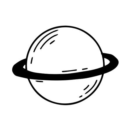 Planet vector illustration. Saturn in doodle style.のイラスト素材