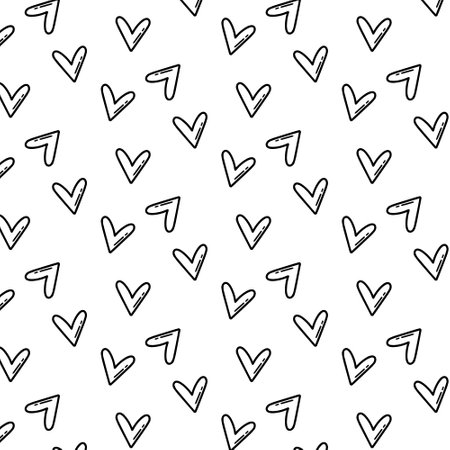 Seamless pattern with hearts. Doodle style. Childish print with hearts.Vector illustration.のイラスト素材