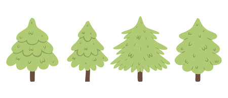 Christmas tree set in flat style. vector illustration.のイラスト素材