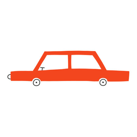 Childrens car. Hand drawn bright car. Vector illustrationのイラスト素材