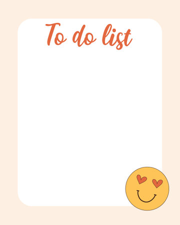 Retro to-do list template. Checklist, organizer, planner. Vector illustration in 60s 70s retro style. Groovy retro to-do lists.のイラスト素材