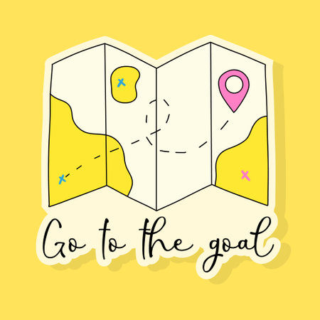 Map sticker for hiking or camping. Go to your goal. Vector illustration. cnbkm y2k.のイラスト素材