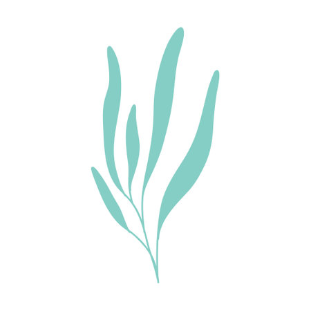 Algae in silhouette style. Colored underwater plant. Vector illustration. Isolated algae.のイラスト素材