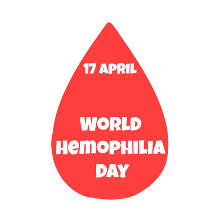 World Hemophilia Day. Vector banner. Blood diseases. Medical concept in the care of patients with hemophilia.Template for background, banner, card, poster with text inscription.のイラスト素材
