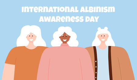 Portrait of an albino women. Vector illustration of women with albinism. International Albinism Awareness Day. Albinism. Genetic rare disorder.のイラスト素材