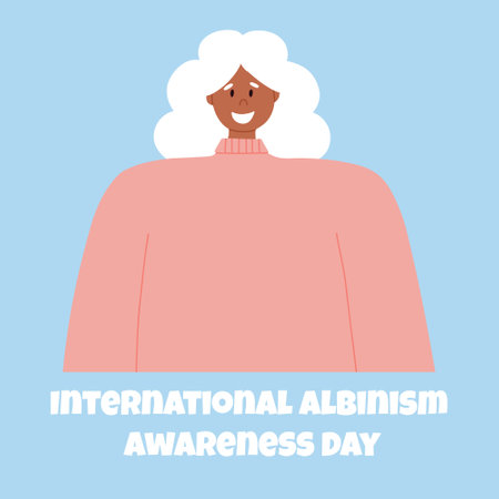 Portrait of an albino woman. Vector illustration of a woman with albinism. International Albinism Awareness Day. Albinism. Genetic rare disorder.のイラスト素材