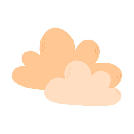 Cute clouds in boho style. vector illustration. flat style. Cloud hand drawn on a white background.のイラスト素材