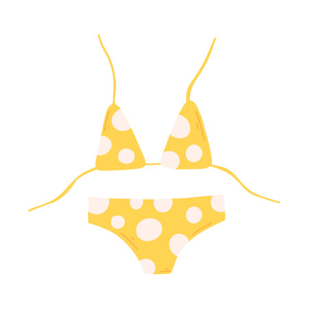 Women swimsuit in flat style. Vector illustration. Hand drawn style. Bra and briefs with polka dots.のイラスト素材