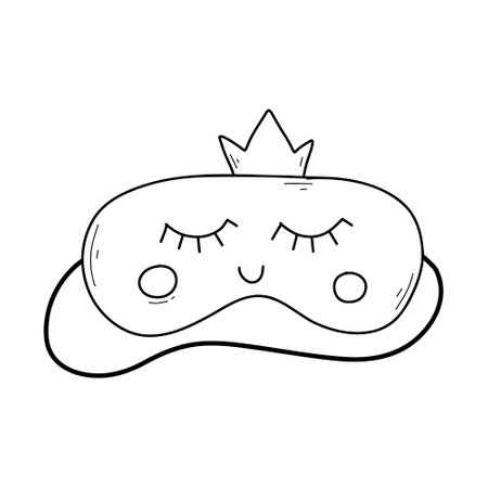 Mask for sleep. Vector illustration. Doodle style. Linear sleep maskのイラスト素材