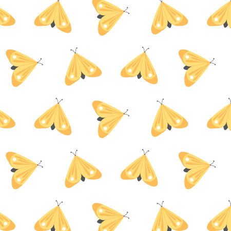 Kids seamless pattern with butterflies. Vector illustration. Butterfly print in hand-drawn style. Cute pattern with insects.のイラスト素材