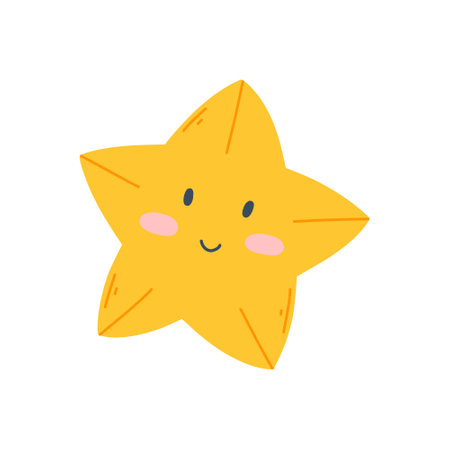 Cute starfish. Flat style. Hand drawn starfish isolated on white background. Vector illustration.のイラスト素材