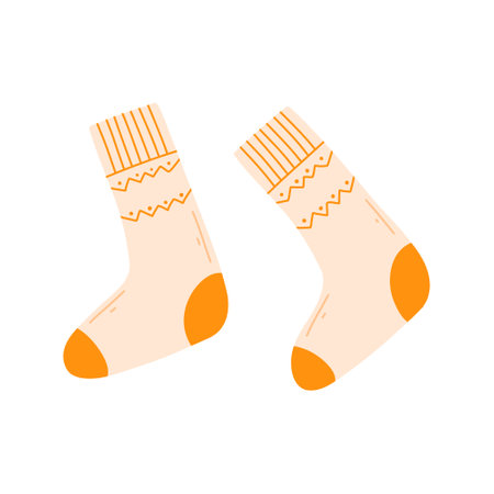 A pair of warm socks in a flat style. Vector illustration.のイラスト素材