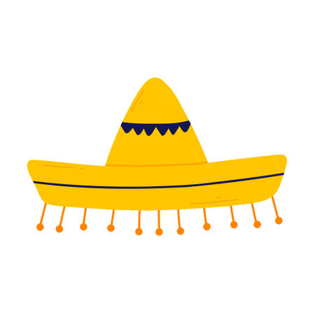 Sombrero in flat style. Isolated mexican hat. Vector illustration.のイラスト素材