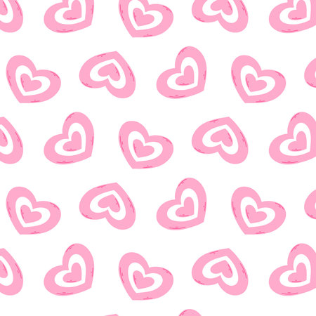 Vector seamless pattern with hearts. Barbicora print. Pink pattern with hearts.