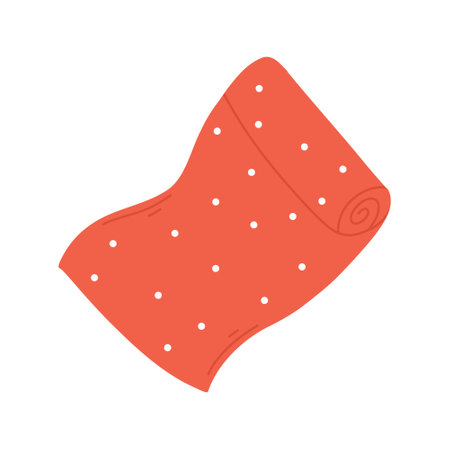 Roll of fabric. Hand-drawn Isolated piece of fabric. Vector illustration.のイラスト素材