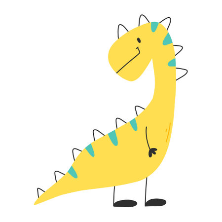 Cute dinosaur in cartoon scandinavian style. Vector illustration for a kids room. Hand drawn dino isolated on white background. Dino character.のイラスト素材