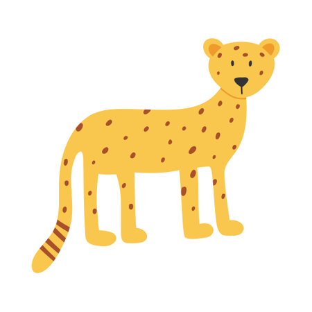Cute baby leopard. Vector illustration of a cheetah in hand drawn style.のイラスト素材