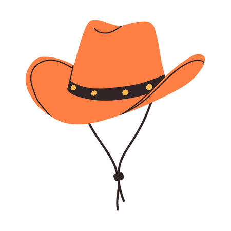 Cowboy hat isolated on white background. Vector sheriff hat. Hand drawn style.のイラスト素材