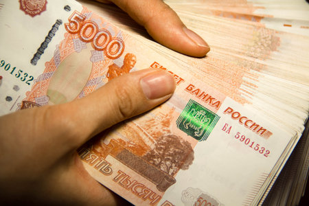 Ruble Close-up  Money in a woman's hand
