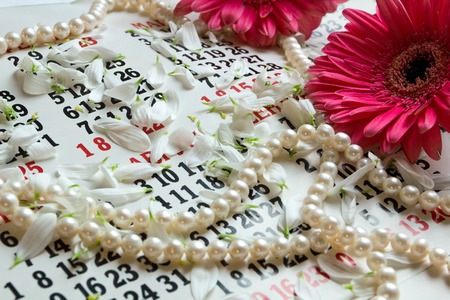 flowers  chamomile petals calendar background, vacation, voyage, womens dayの写真素材