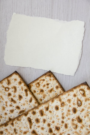 Matzo or matzah bread traditionally eaten by Jews during the week-long Passover holiday
