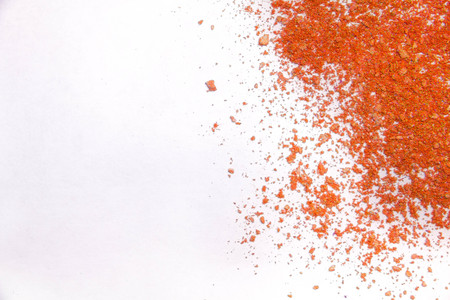 Eyeshadow Cosmetic Powder Scattered Copy Space. various cosmetic set isolated on white background. The concept of fashion and beauty industry. Abstract, place for textの写真素材