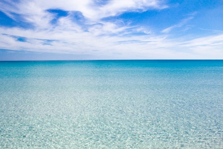White sandy beach La Cinta Sardinia, Italyの写真素材