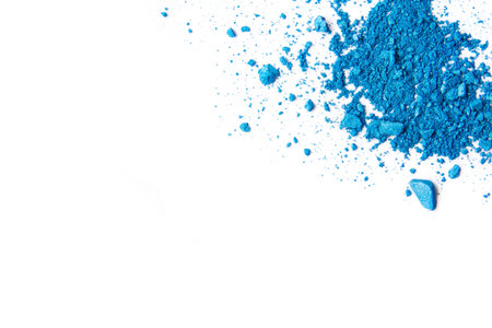 Eyeshadow Cosmetic Powder Scattered Copy Space. various set isolated white background. The concept of fashion and beauty industry. Abstract, place for text, the texture mineral makeupの写真素材