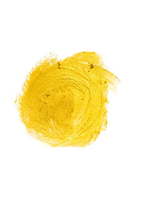 Gold watercolor texture paint stain abstract illustration. Shining brush stroke for you amazing design projectの写真素材