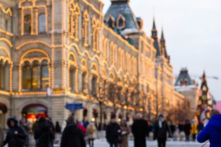 MOSCOW, RUSSIA - 2016: Moscow decorated for New Year and Christmas holidays. GUM skating rink on Red Squareの写真素材