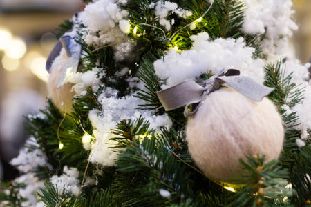 vintage Christmas decorations the Christmas tree preparing for Christmas and new yearの写真素材