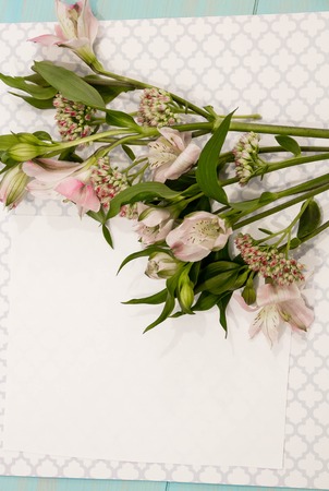 flowers lay on the table ready to make a bouquet, the concept of flower arranging, preparing for women's dayの写真素材