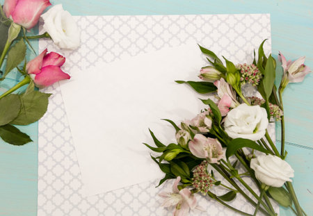 flowers lay on the table ready to make a bouquet, the concept of flower arranging, preparing for women's dayの写真素材