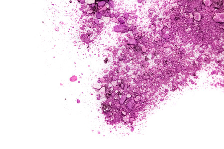 Eyeshadow Cosmetic Powder Scattered Copy Space. various set isolated on white background. The concept fashion and beauty industry. Abstract, place for text, the texture mineral makeupの写真素材