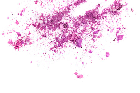 Eyeshadow Cosmetic Powder Scattered Copy Space. various set isolated on white background. The concept fashion and beauty industry. Abstract, place for text, the texture mineral makeupの写真素材