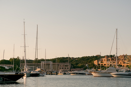 PORTO CERVO, SARDINIA ITALY - 07.07.2017 The Marina at Porto Cervo in Sardinia Mayのeditorial素材